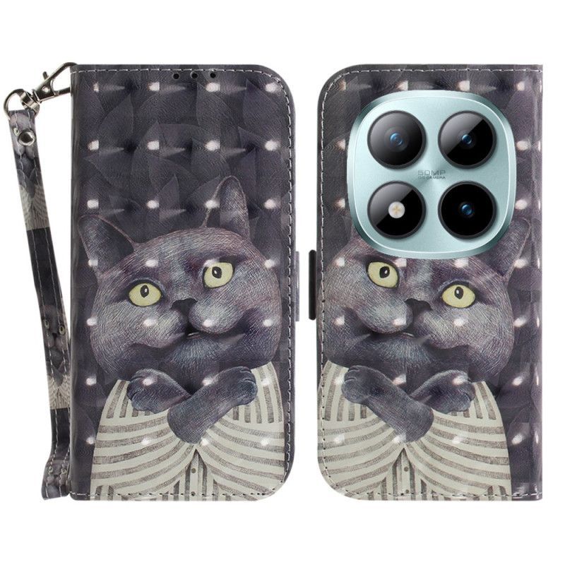 Housse Xiaomi Redmi Note 15 Pro Plus 5G / Poco M8 Pro 5G Chat Gris à Lanière