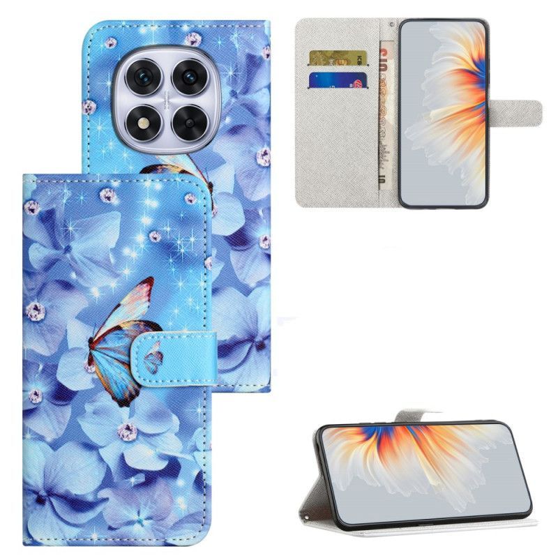 Housse Xiaomi Redmi Note 15 Pro Plus 5G / Poco M8 Pro 5G Fleurs et Papillons Bleus
