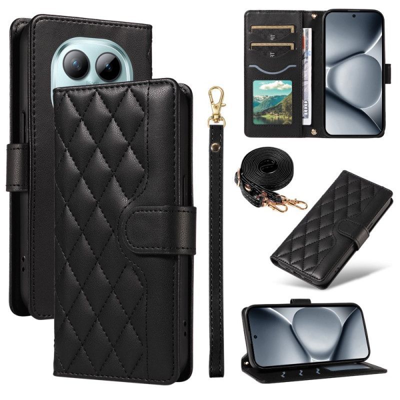 Housse Xiaomi Redmi Note 15 Pro Plus 5G / Poco M8 Pro 5G Matelassée avec Lanière et Bandoulière