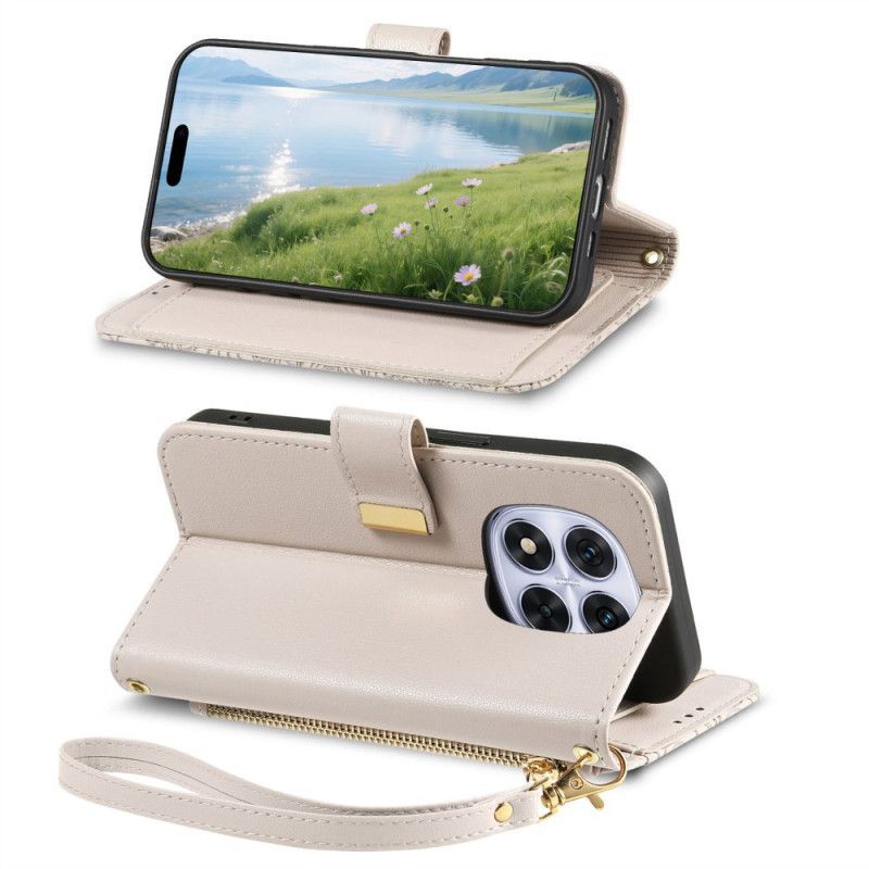 Housse Xiaomi Redmi Note 15 Pro Plus 5G / Poco M8 Pro 5G Motif Floral et Pochette Zippée