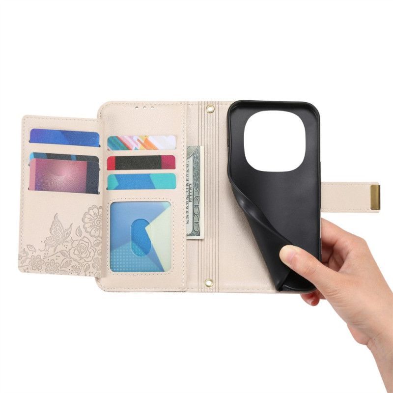 Housse Xiaomi Redmi Note 15 Pro Plus 5G / Poco M8 Pro 5G Motif Floral et Pochette Zippée