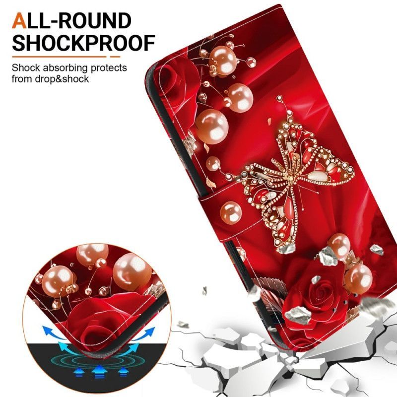 Housse Xiaomi Redmi Note 15 Pro Plus 5G / Poco M8 Pro 5G Papillon Nacré Rouge