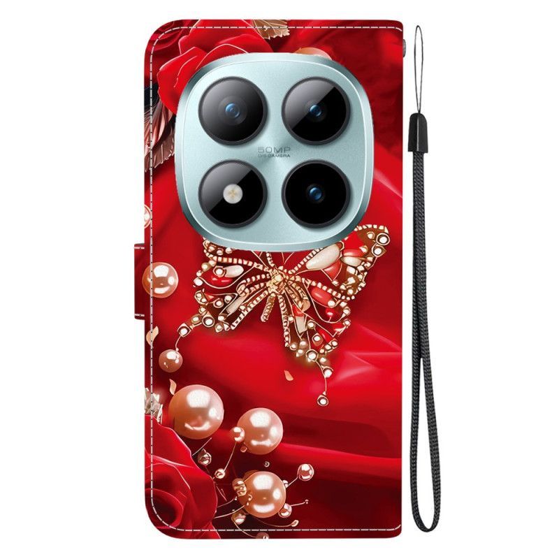 Housse Xiaomi Redmi Note 15 Pro Plus 5G / Poco M8 Pro 5G Papillon Nacré Rouge