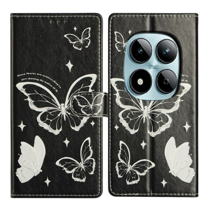 Housse Xiaomi Redmi Note 15 Pro Plus 5G / Poco M8 Pro 5G Papillons Noirs et Blancs