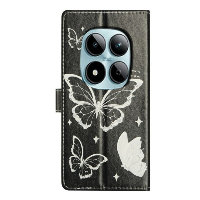Housse Xiaomi Redmi Note 15 Pro Plus 5G / Poco M8 Pro 5G Papillons Noirs et Blancs