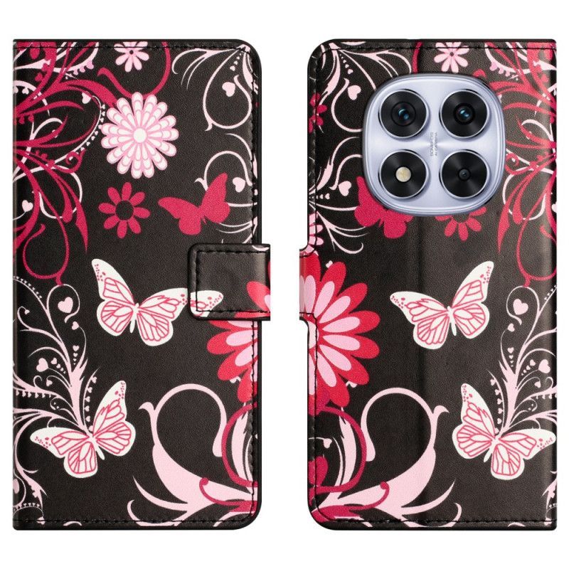 Housse Xiaomi Redmi Note 15 Pro Plus 5G / Poco M8 Pro 5G Papillons sur Fond Noir