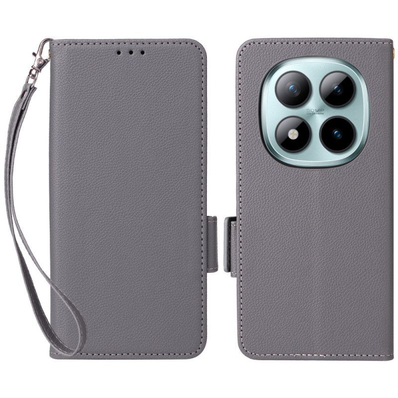 Housse Xiaomi Redmi Note 15 Pro Plus 5G / Poco M8 Pro 5G Simili Cuir Litchi à Lanière