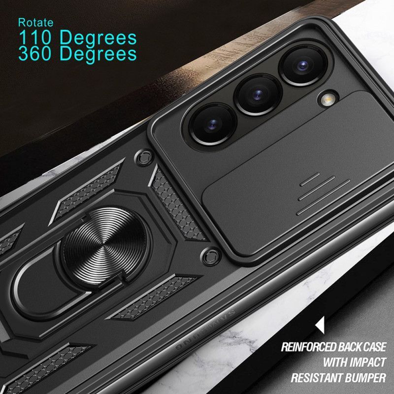 Coque Samsung Galaxy Z Fold 7 Anneau-Support et Couvercle Coulissant pour Caméra