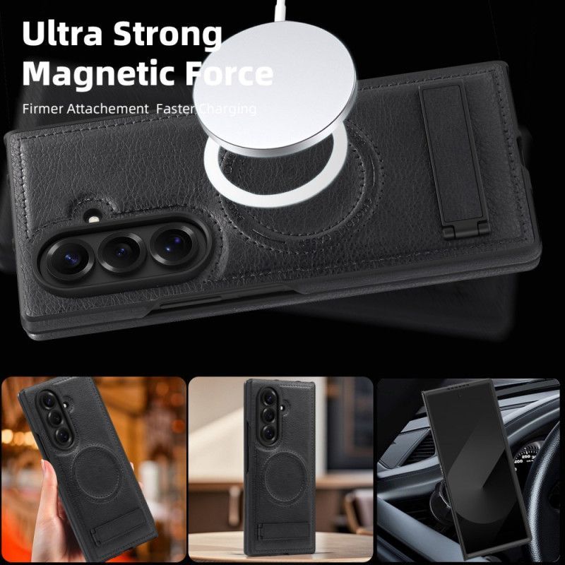 Coque Samsung Galaxy Z Fold 7 Effet Cuir MagSafe et Support