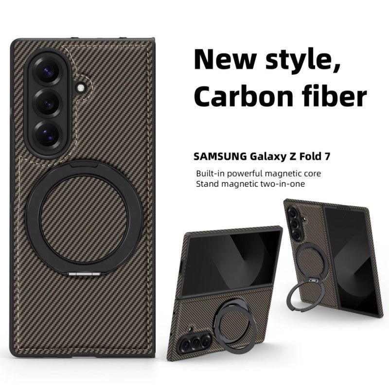 Coque Samsung Galaxy Z Fold 7 Magnétique Texturée Fibre Carbone