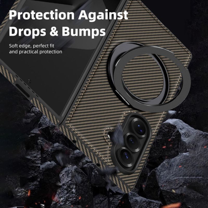 Coque Samsung Galaxy Z Fold 7 Magnétique Texturée Fibre Carbone