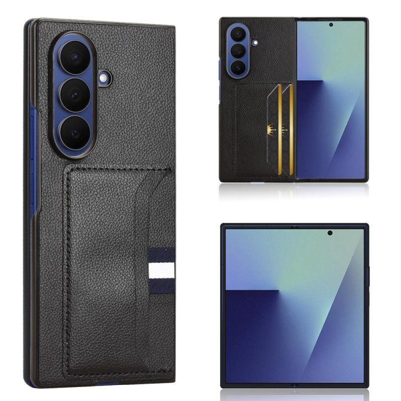 Coque Samsung Galaxy Z Fold 7 Texture Litchi avec Porte-Cartes