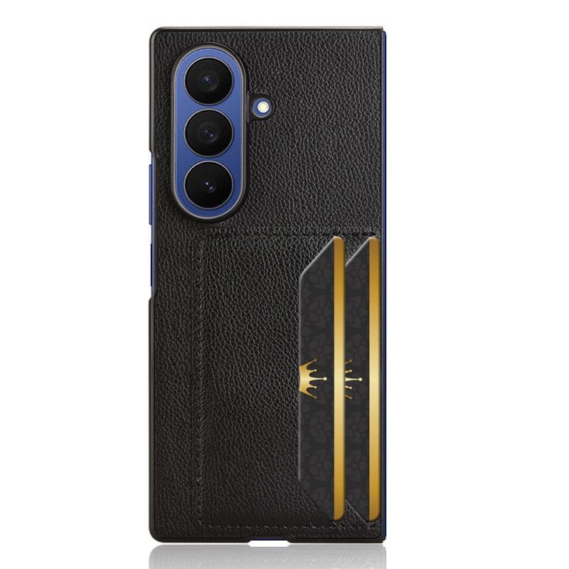 Coque Samsung Galaxy Z Fold 7 Texture Litchi avec Porte-Cartes