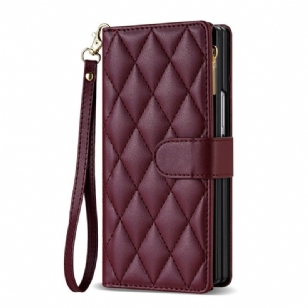 Housse Samsung Galaxy Z Fold 7 Matelassée avec Bandoulière et Lanière