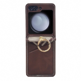 Coque pSamsung Galaxy Z Flip 7 FE / Z Flip 6 Porte-Cartes et Anneau Métallique