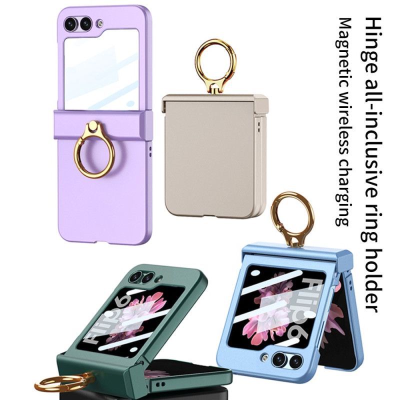 Coque Samsung Galaxy Z Flip 7 FE / Z Flip 6 Anneau-Support et Film en Verre Trempé GKK