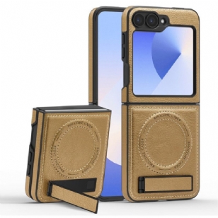 Coque Samsung Galaxy Z Flip 7 FE / Z Flip 6 Compatibilité MagSafe Effet Cuir Support