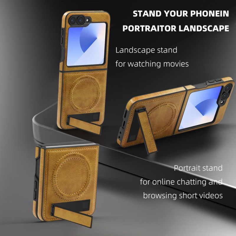 Coque Samsung Galaxy Z Flip 7 FE / Z Flip 6 Compatibilité MagSafe Effet Cuir Support