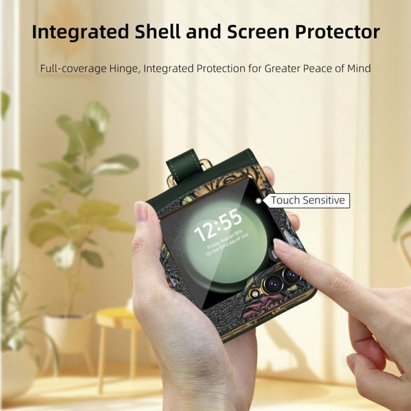 Coque Samsung Galaxy Z Flip 7 FE / Z Flip 6 Design Floral à Bandoulière