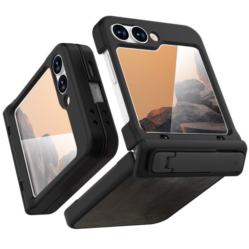 Coque Samsung Galaxy Z Flip 7 FE / Z Flip 6 Effet Cuir avec Support