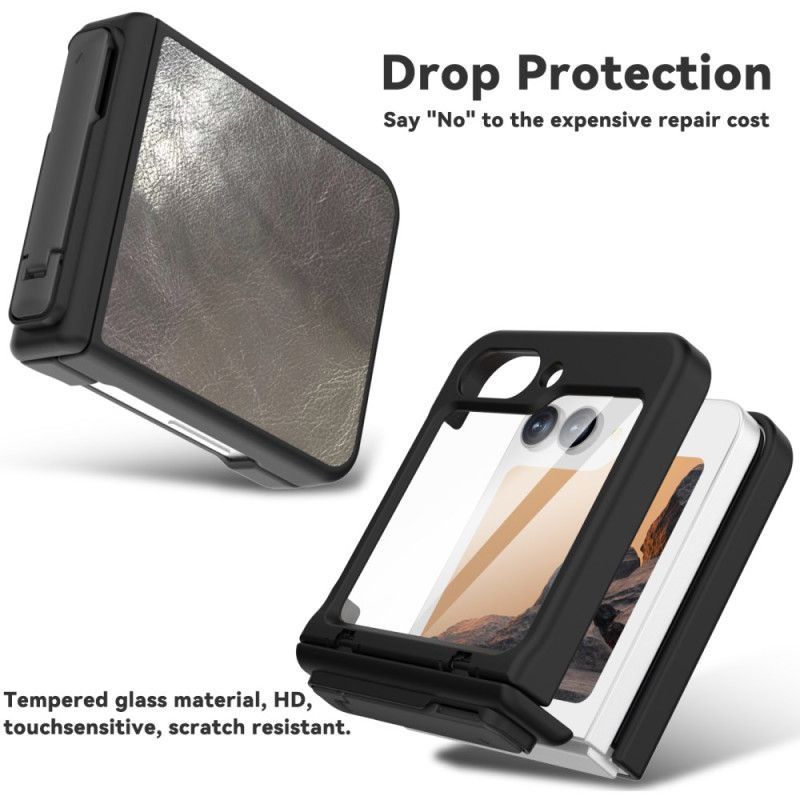 Coque Samsung Galaxy Z Flip 7 FE / Z Flip 6 Effet Cuir avec Support