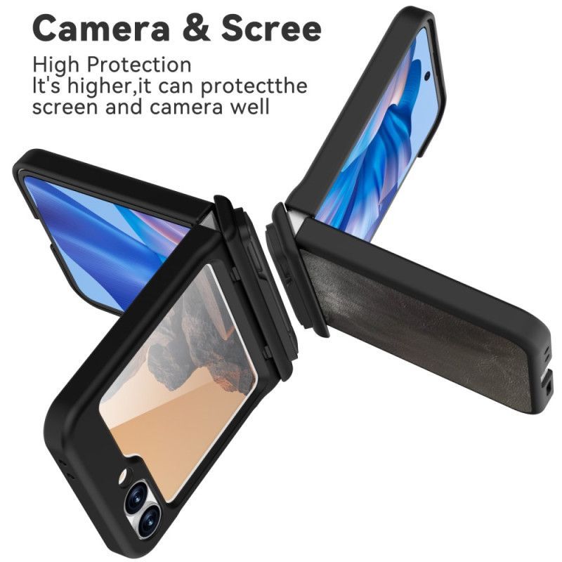 Coque Samsung Galaxy Z Flip 7 FE / Z Flip 6 Effet Cuir avec Support