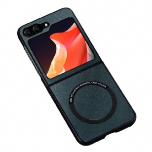 Coque Samsung Galaxy Z Flip 7 FE / Z Flip 6 Effet Cuir Compatible MagSafe
