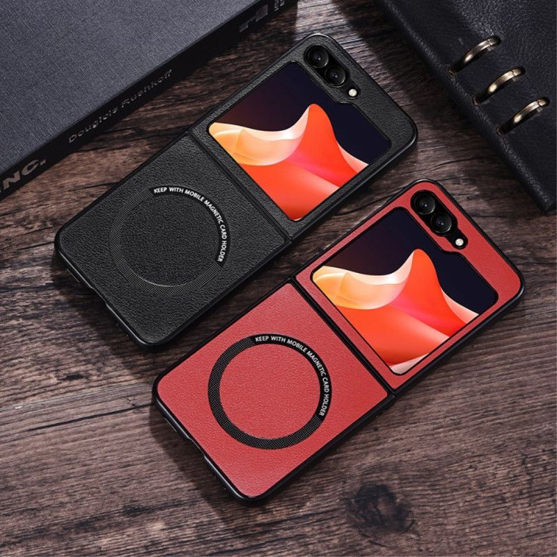 Coque Samsung Galaxy Z Flip 7 FE / Z Flip 6 Effet Cuir Compatible MagSafe