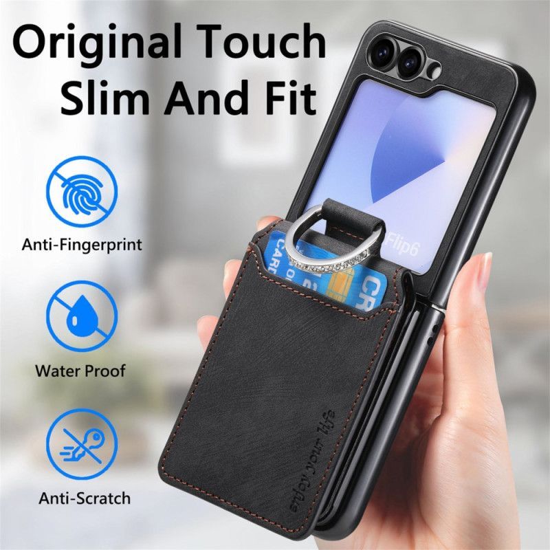 Coque Samsung Galaxy Z Flip 7 FE / Z Flip 6 Effet Daim avec Porte-Cartes