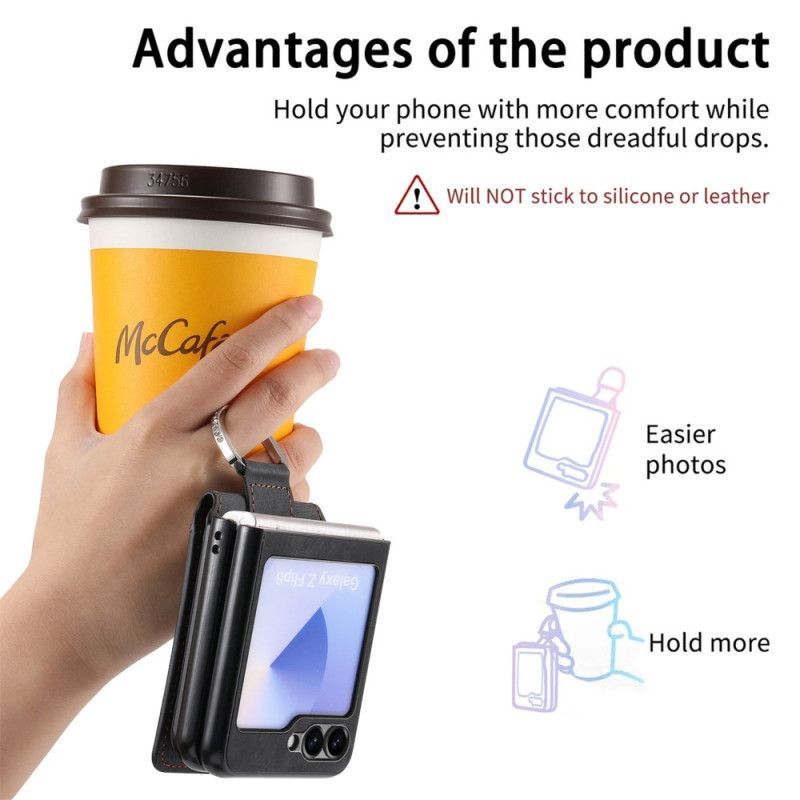 Coque Samsung Galaxy Z Flip 7 FE / Z Flip 6 Effet Daim avec Porte-Cartes