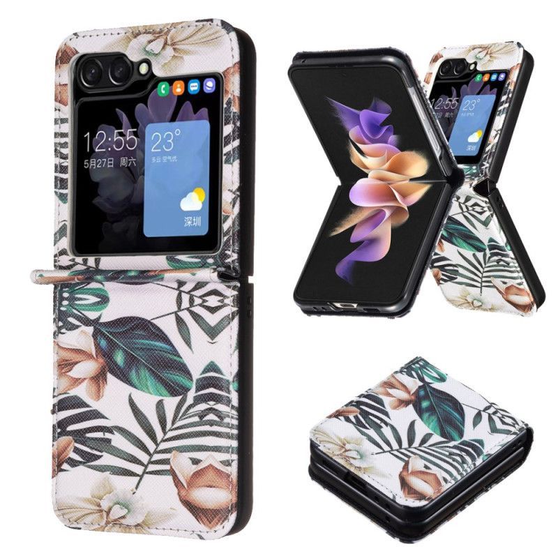 Coque Samsung Galaxy Z Flip 7 FE / Z Flip 6 Feuilles et Fleurs