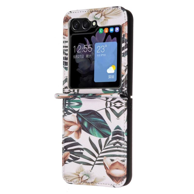 Coque Samsung Galaxy Z Flip 7 FE / Z Flip 6 Feuilles et Fleurs