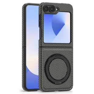 Coque Samsung Galaxy Z Flip 7 FE / Z Flip 6 Magnétique Fibre Carbone et Support