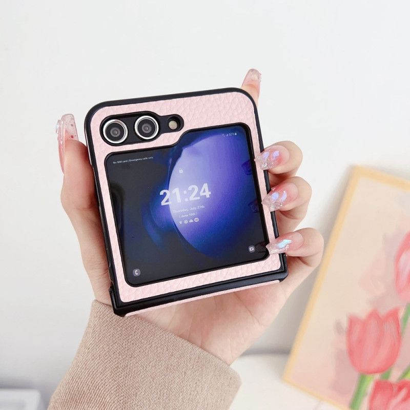 Coque Samsung Galaxy Z Flip 7 FE / Z Flip 6 Motif Litchi