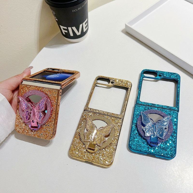 Coque Samsung Galaxy Z Flip 7 FE / Z Flip 6 Papillon-Support Strass