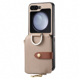 Coque Samsung Galaxy Z Flip 7 FE / Z Flip 6 Poche Zippée et Anneau de Support