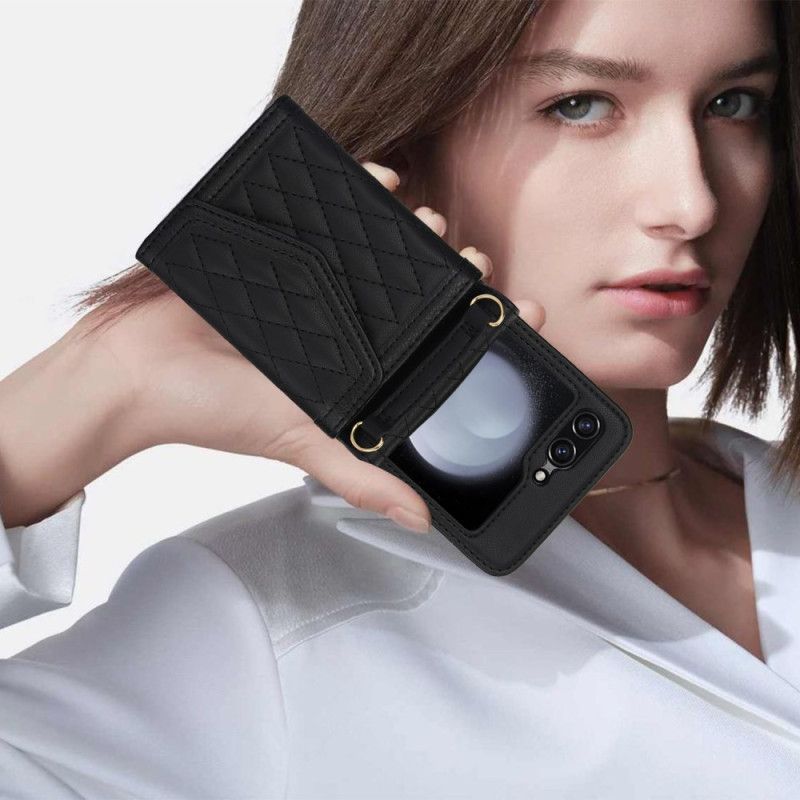 Coque Samsung Galaxy Z Flip 7 FE / Z Flip 6 Porte-Cartes Bandoulière et Lanière
