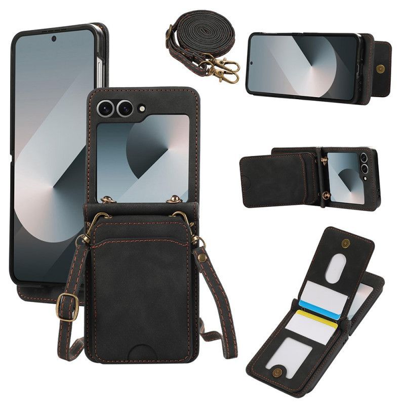 Coque Samsung Galaxy Z Flip 7 FE / Z Flip 6 Porte-Cartes et Bandoulière