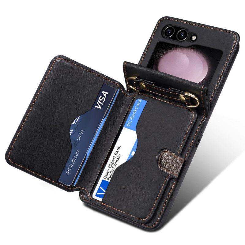 Coque Samsung Galaxy Z Flip 7 FE / Z Flip 6 Porte-Cartes et Lanière
