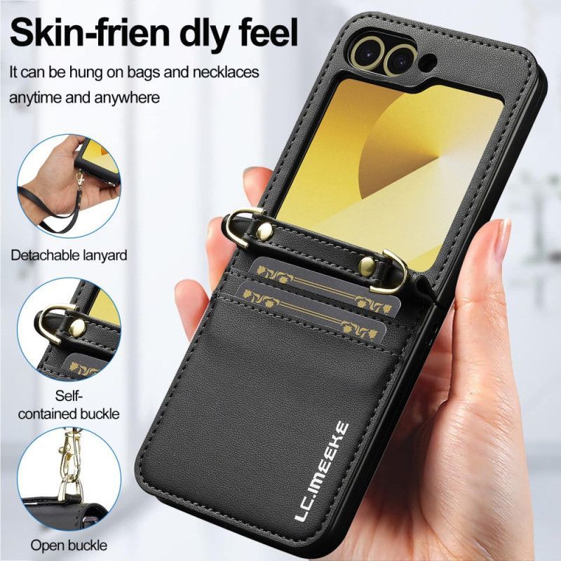 Coque Samsung Galaxy Z Flip 7 FE / Z Flip 6 Porte-Cartes et Sangle Longue