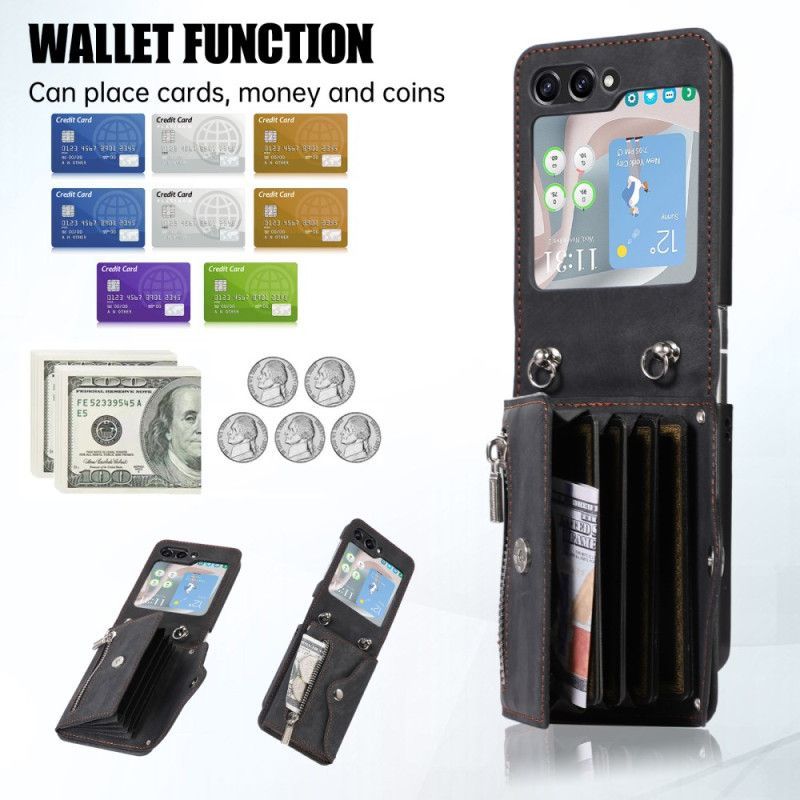Coque Samsung Galaxy Z Flip 7 FE / Z Flip 6 Portefeuille et Bandoulière