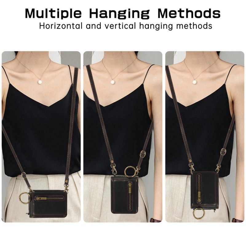 Coque Samsung Galaxy Z Flip 7 FE / Z Flip 6 Portefeuille à Fermeture Éclair et Bandoulière