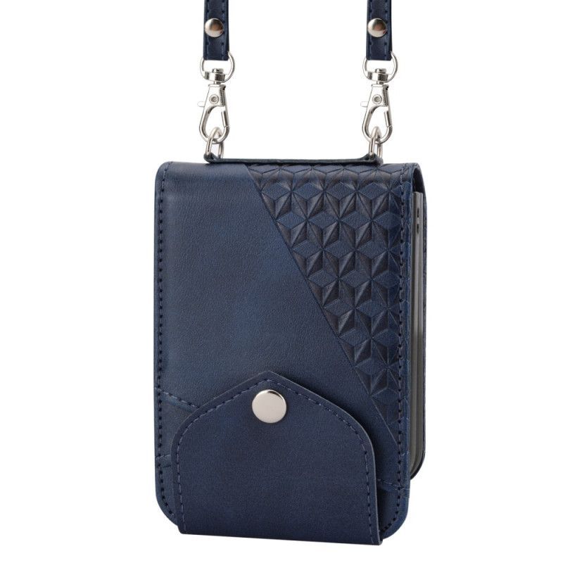 Coque Samsung Galaxy Z Flip 7 FE / Z Flip 6 Simili Cuir Frise avec bandoulière