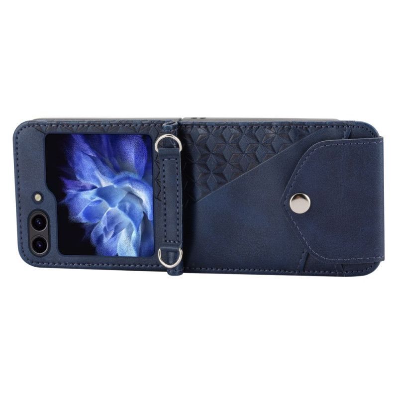 Coque Samsung Galaxy Z Flip 7 FE / Z Flip 6 Simili Cuir Frise avec bandoulière