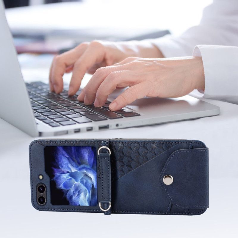 Coque Samsung Galaxy Z Flip 7 FE / Z Flip 6 Simili Cuir Frise avec bandoulière