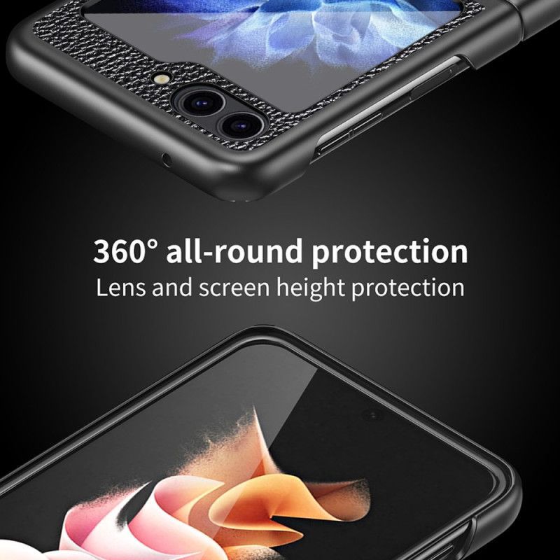 Coque Samsung Galaxy Z Flip 7 FE / Z Flip 6 Simili Cuir Litchi