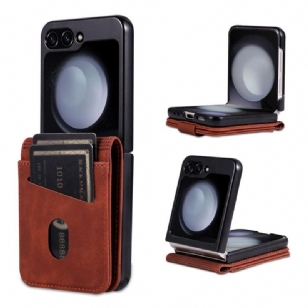 Coque Samsung Galaxy Z Flip 7 FE / Z Flip 6 Simili Cuir Porte-Cartes AZNS