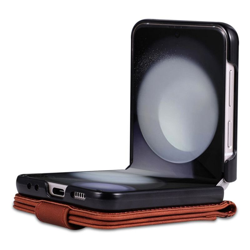 Coque Samsung Galaxy Z Flip 7 FE / Z Flip 6 Simili Cuir Porte-Cartes AZNS