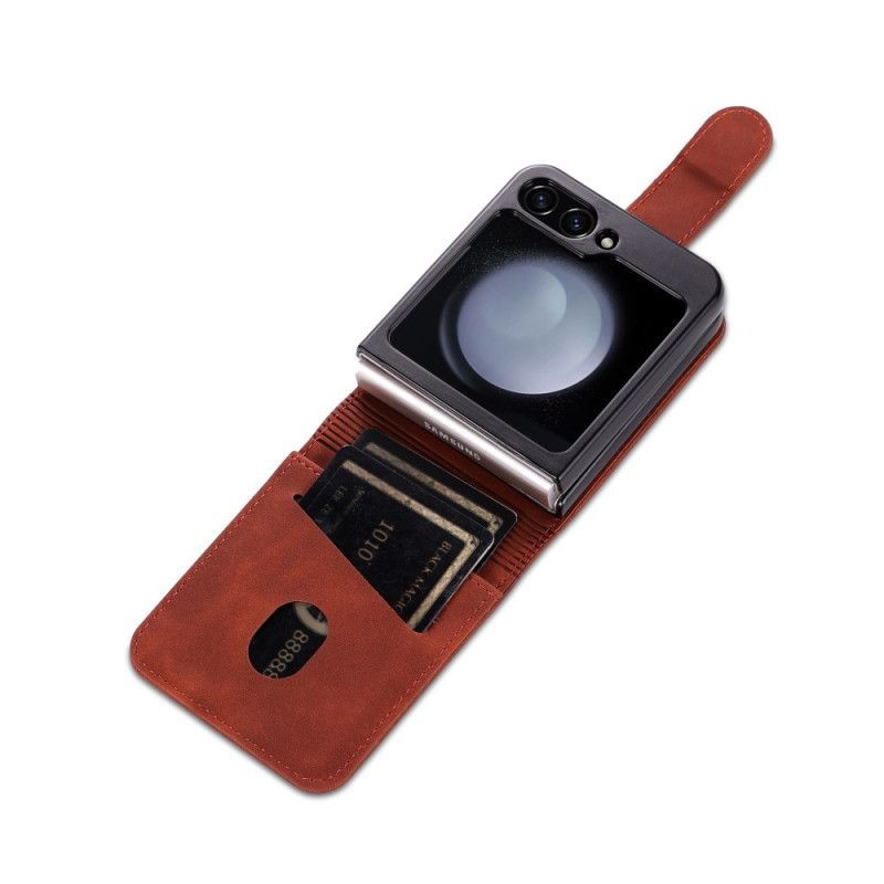 Coque Samsung Galaxy Z Flip 7 FE / Z Flip 6 Simili Cuir Porte-Cartes AZNS