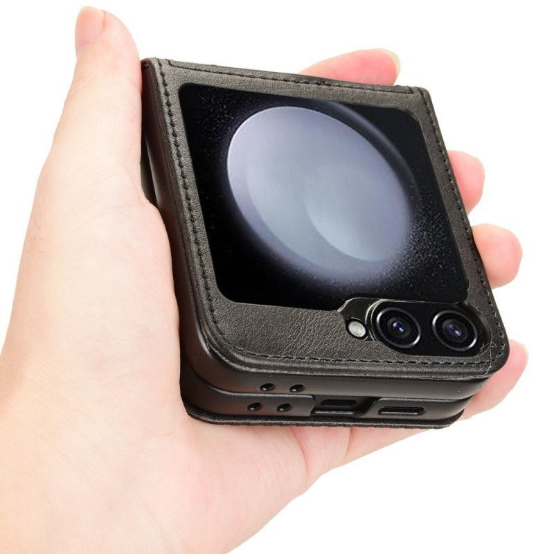 Coque Samsung Galaxy Z Flip 7 FE / Z Flip 6 Style Cuir Rétro Porte-Carte